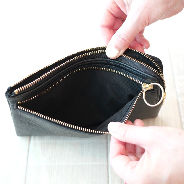 Naturally milled cowhide leather ウォレットポーチ Cieloazulmat