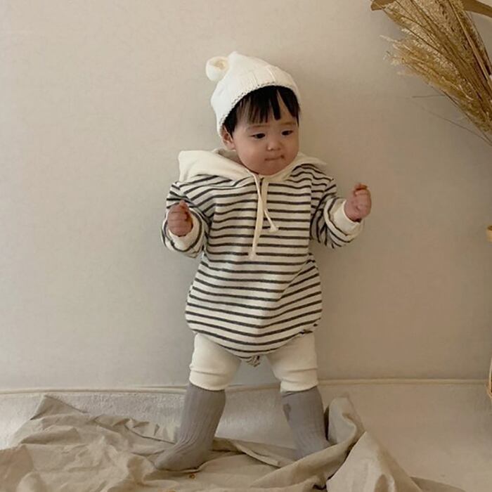 BABY】【即納】【30％SALE】【送料無料】裏起毛ストライプパーカー