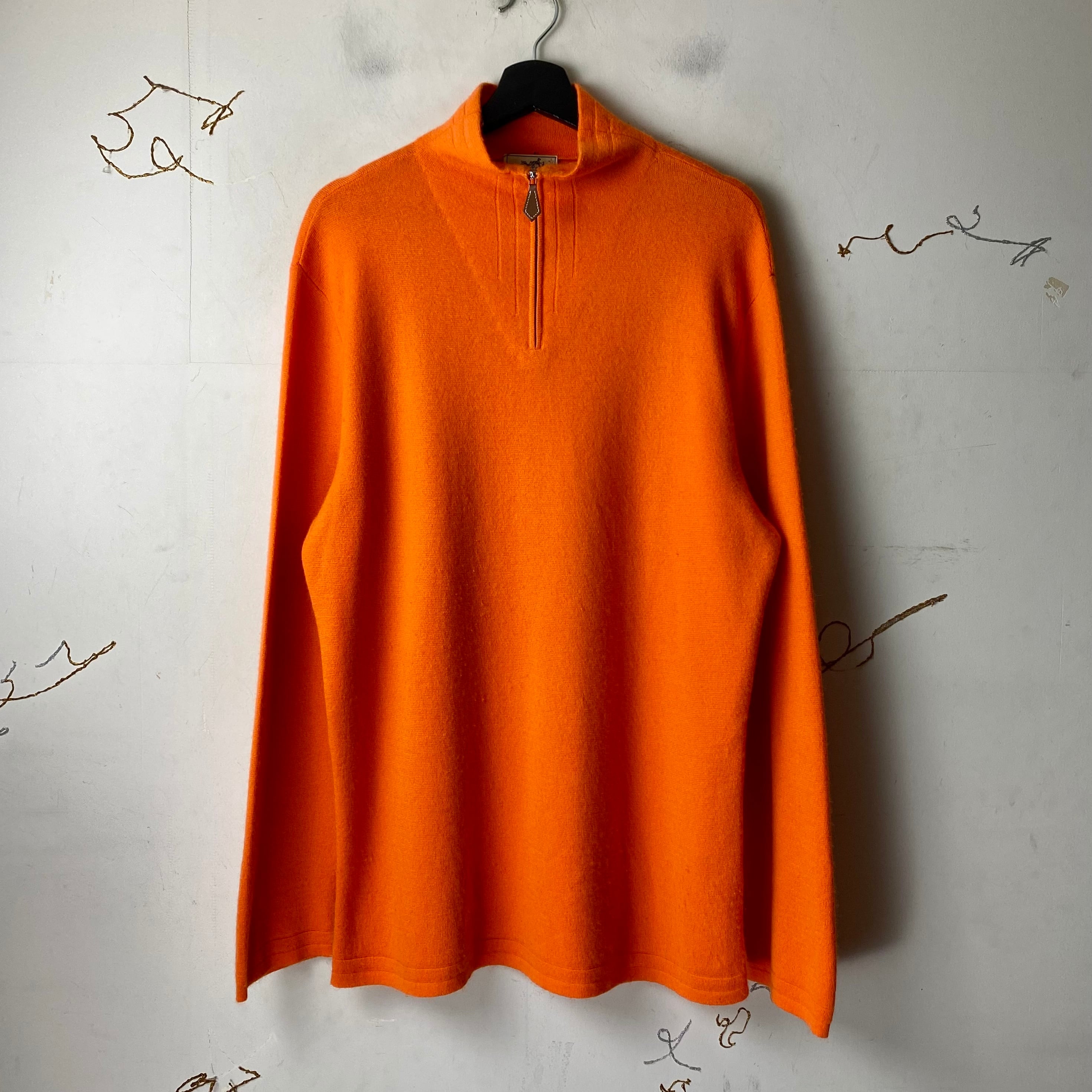HERMES orange color half-zip sweater | NOIR ONLINE