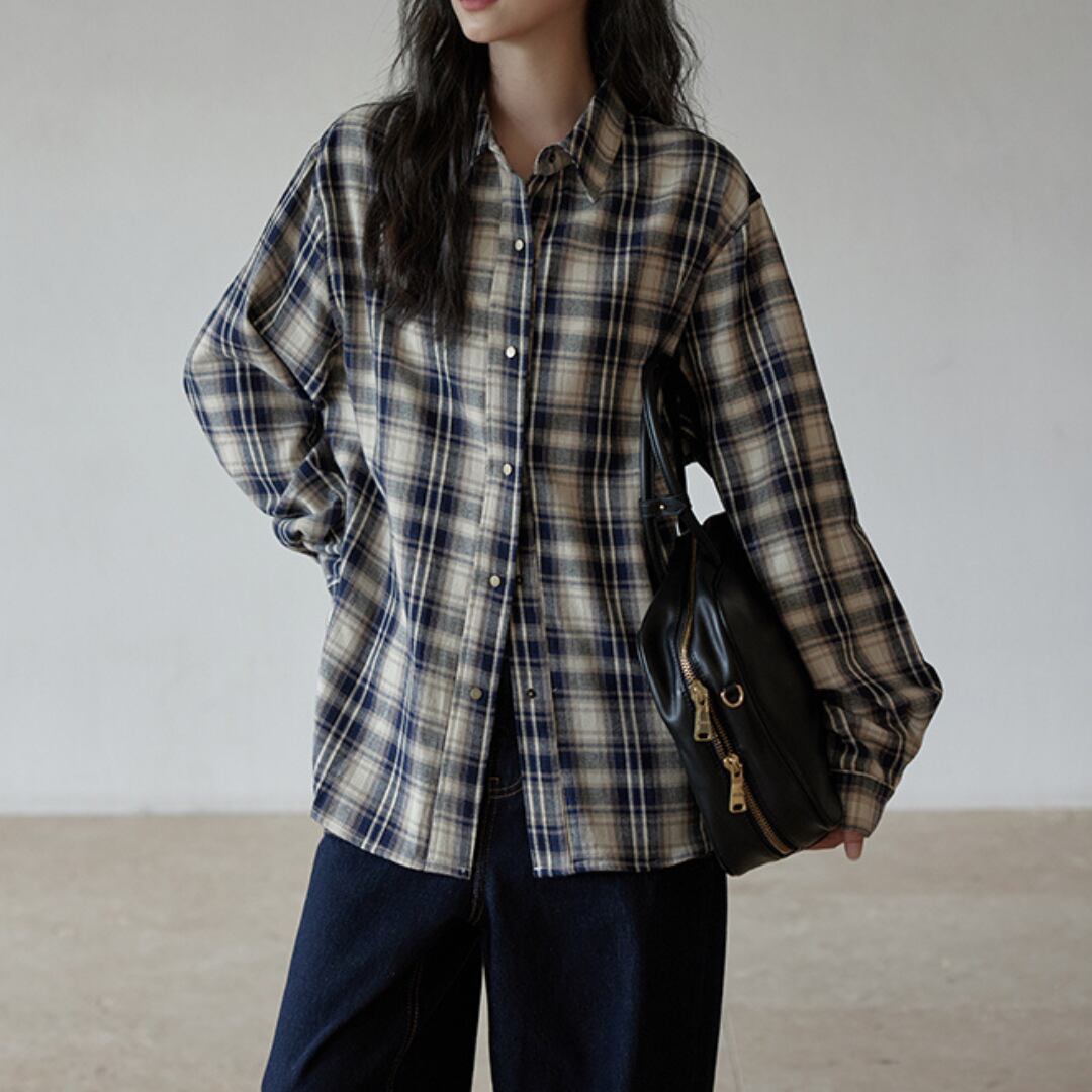 loose fitting checkered long sleeved shirt