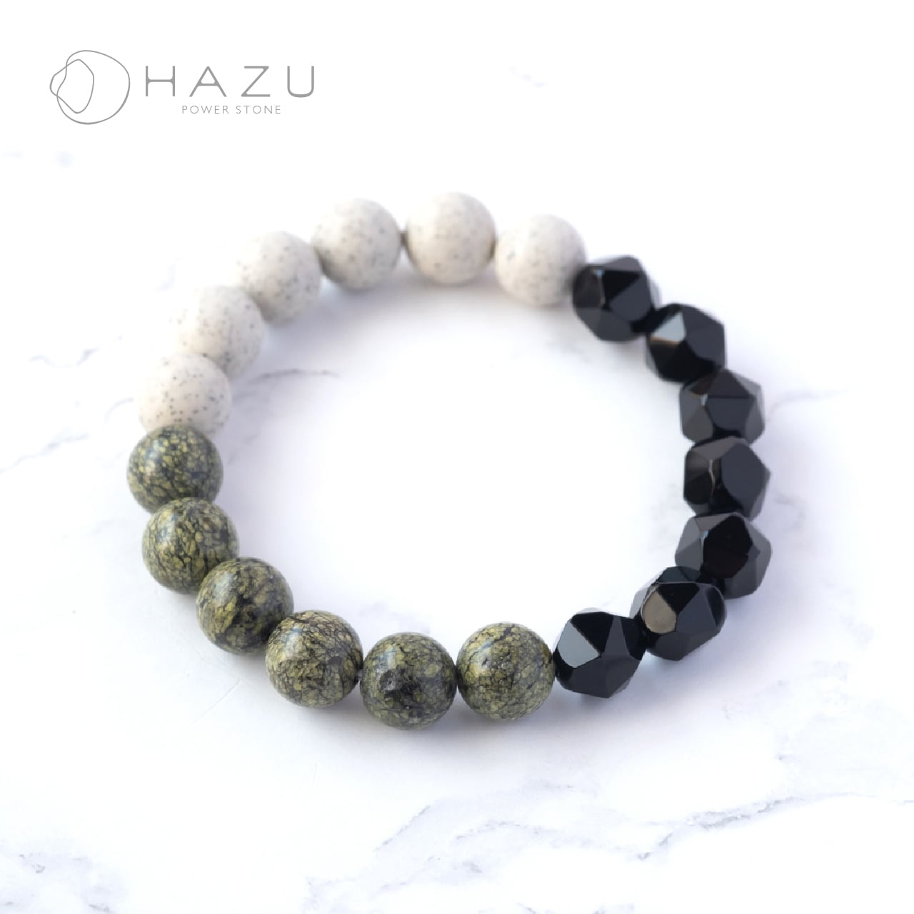 健康と魔除けのお守りブレス［北投石／薬王石／オニキス］ | 天然石HAZU