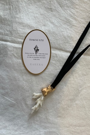 linen ribbon coral necklace