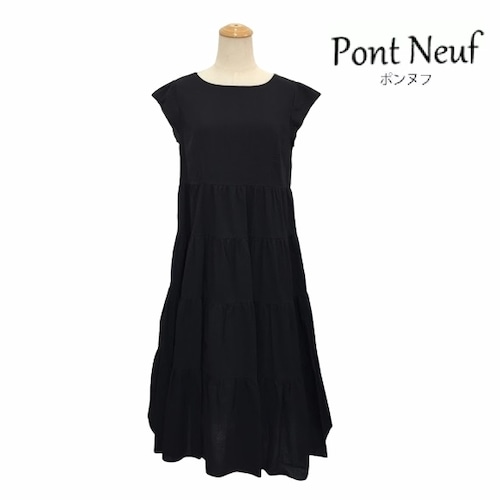 【Pont Neuf ポンヌフ 新品】ワンピース キャップスリーブ ティアードワンピース フローラシス BD1058 ブラック 2024年春夏 大人かわいい服 ミセス レディース キレイメ アパレル 女性 大人可愛いコーディネート