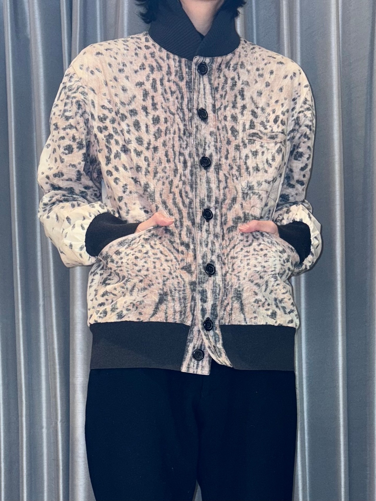 2007SS YVES SAINT LAURENT by Stefano Pilati reverse leopard pattern cotton teddy jacket