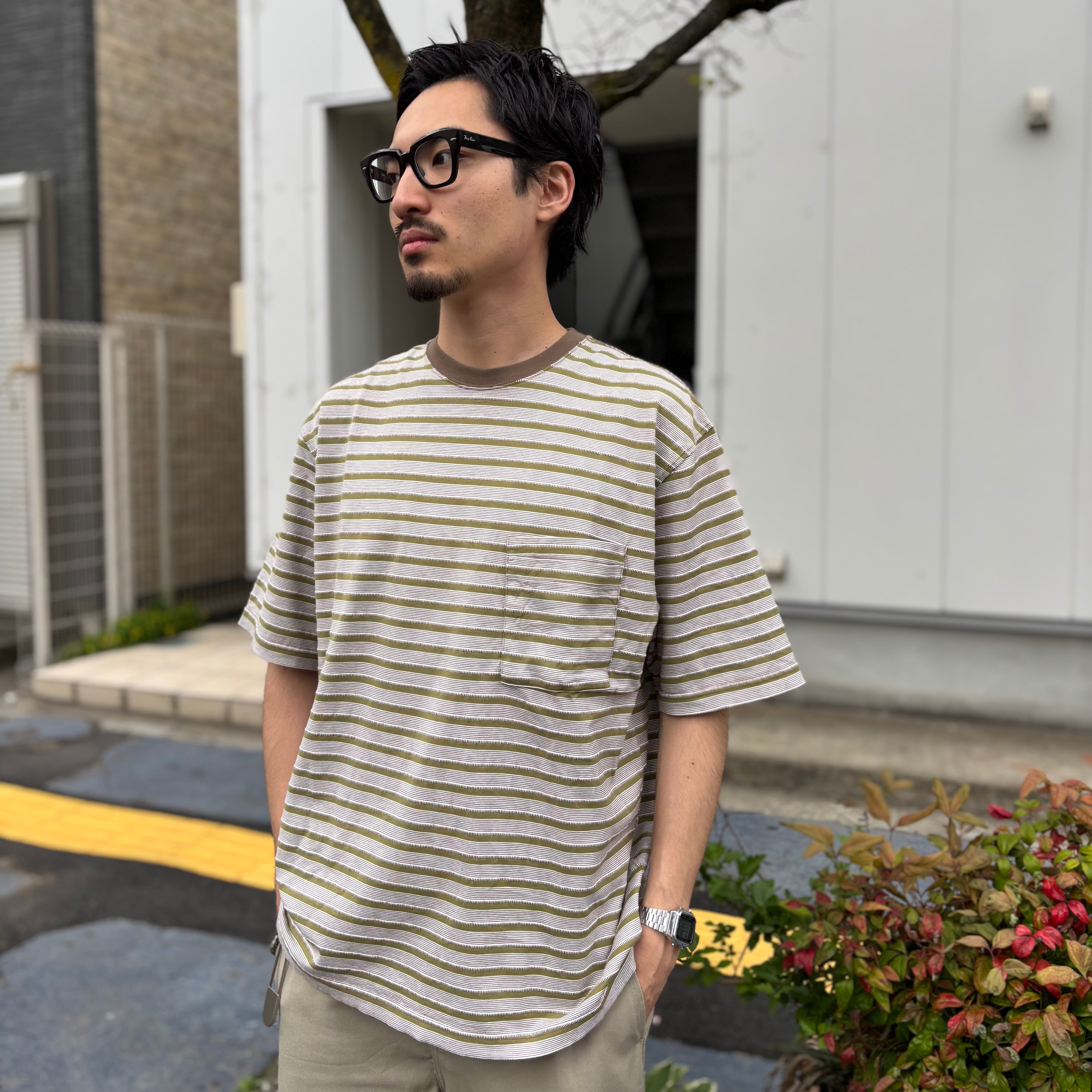NOROLL UNEVENNESS S/S TEE GREEN ORANGE / ノーロール Tシャツ