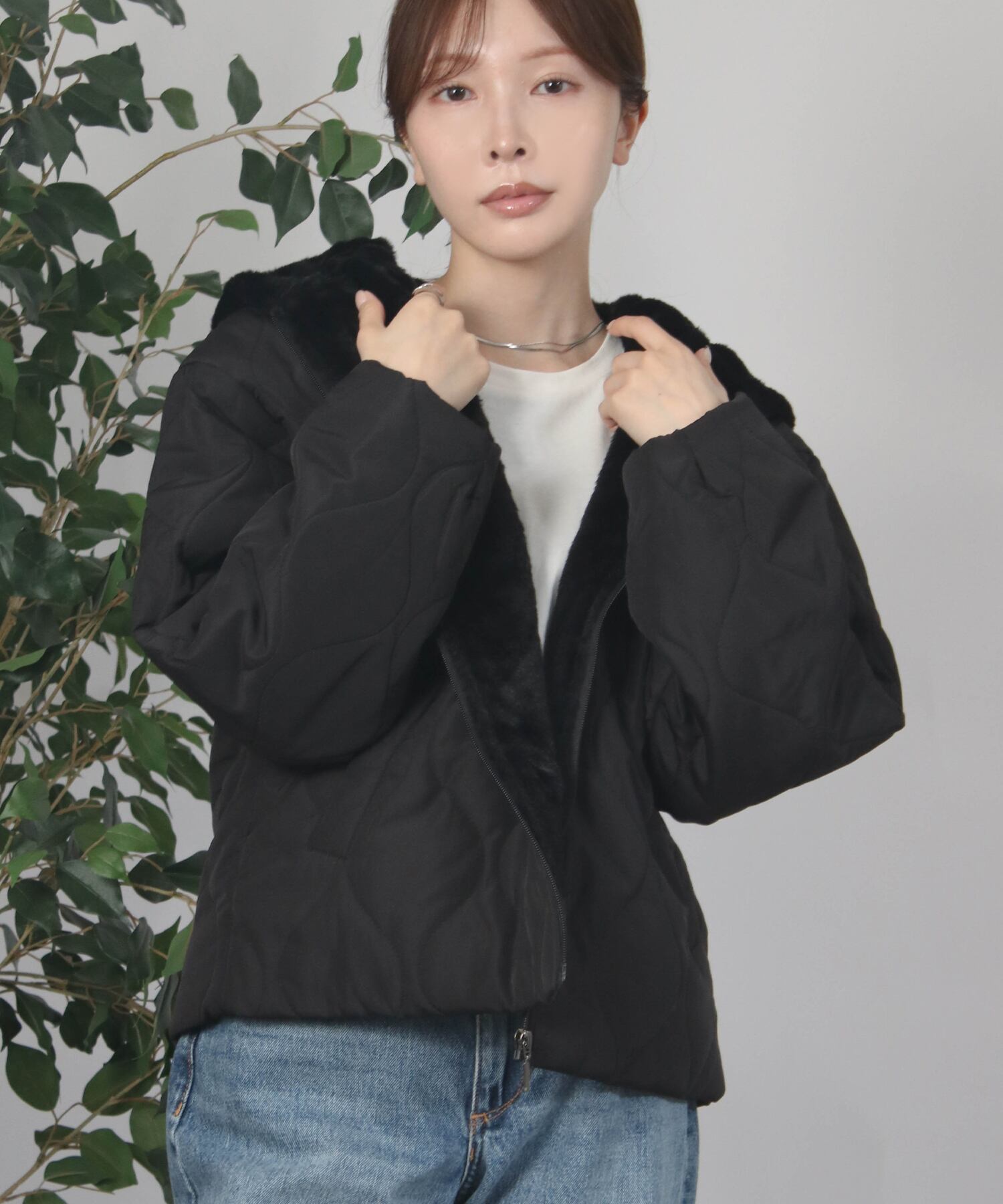 フード付きファーブルゾン