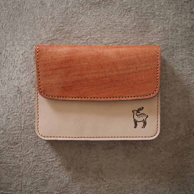 蛇腹ポケット財布（柿渋染めレザー × ヌメ / KAKISHIBU LEATHER × NUME） 名入れ ギフト 贈り物 鹿