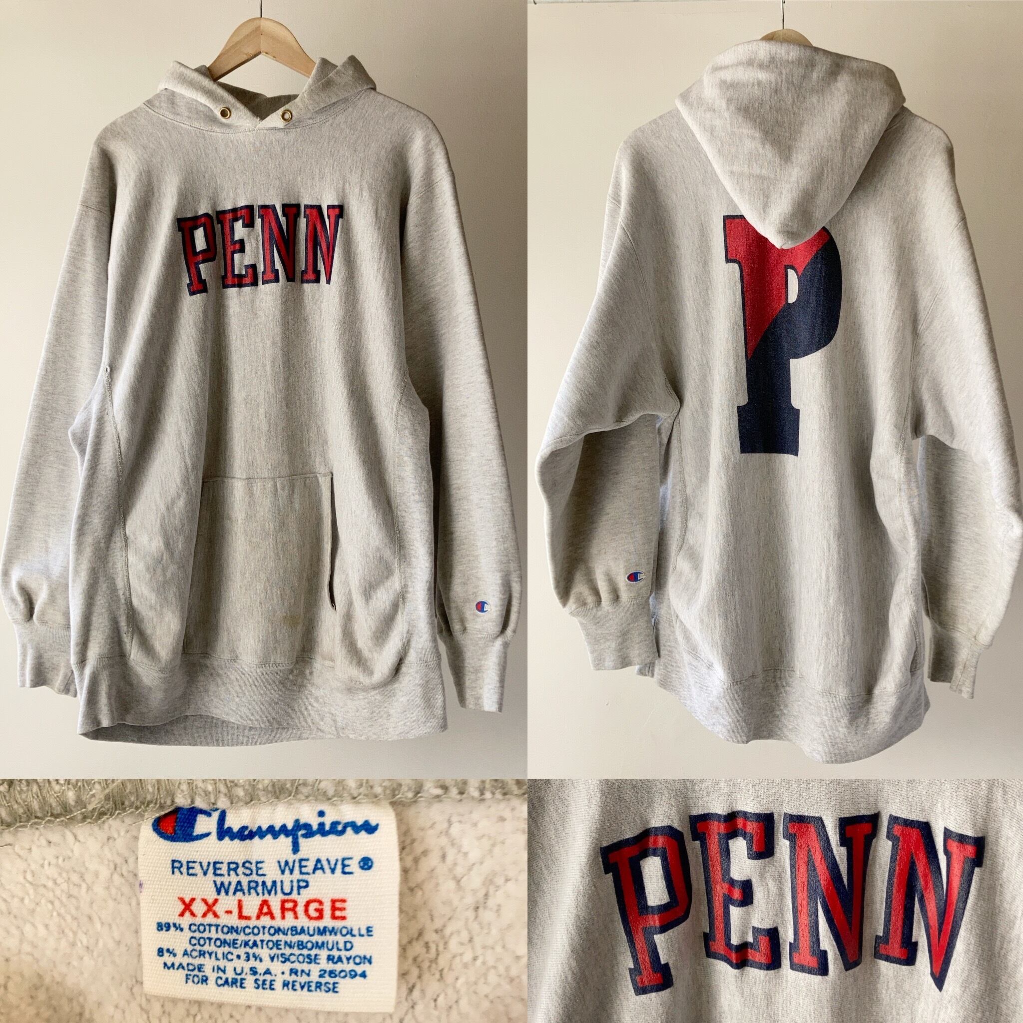 【90's 刺繍タグUSA】リバースウィーブ PENN XXL