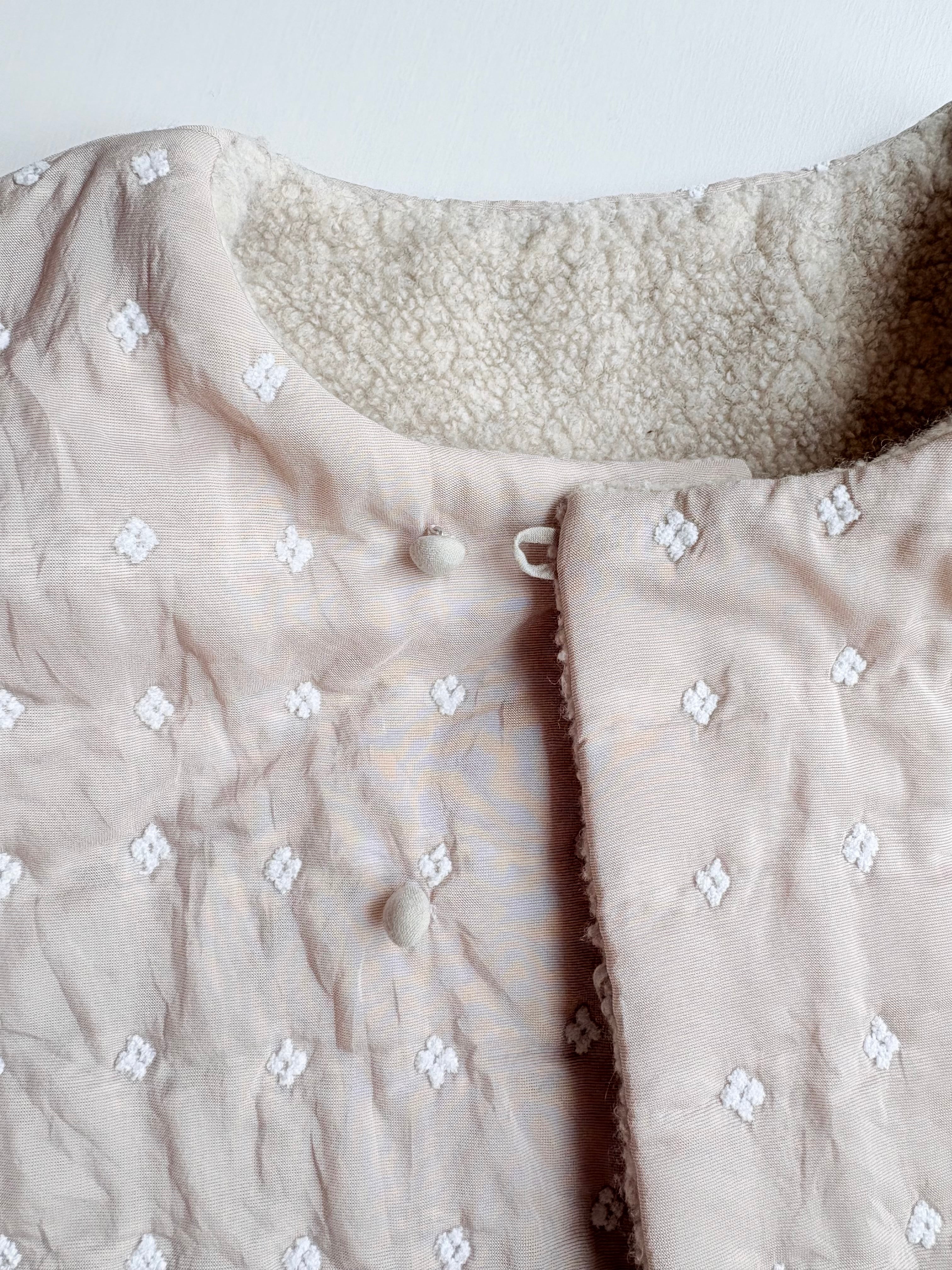 qiri】flower dot quilt jacquard short reversible vest