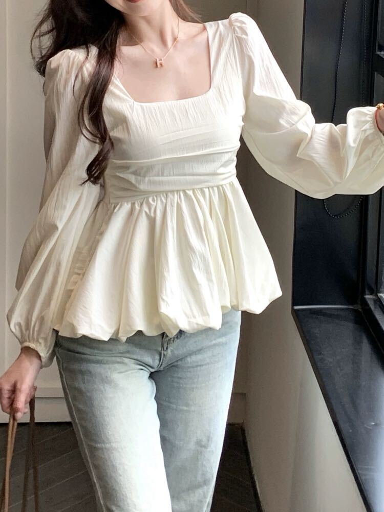 美品　ESMOK　レディース　バルーントップス　F　ベージュ 超美品・即日発送】ESMOK バルーントップス ピンクベージュ