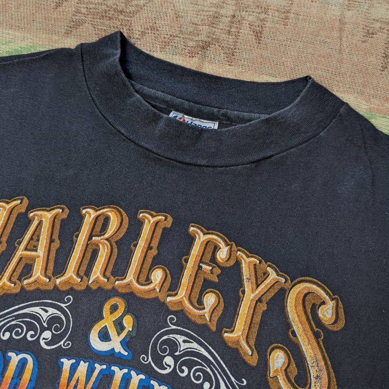 80s HARLEY-DAVIDSON Print Hanes Beefy T-Shirt BLACK HILLS 80s HARLEY-DAVIDSON Print Hanes Beefy T-Shirt BLACK HILLS