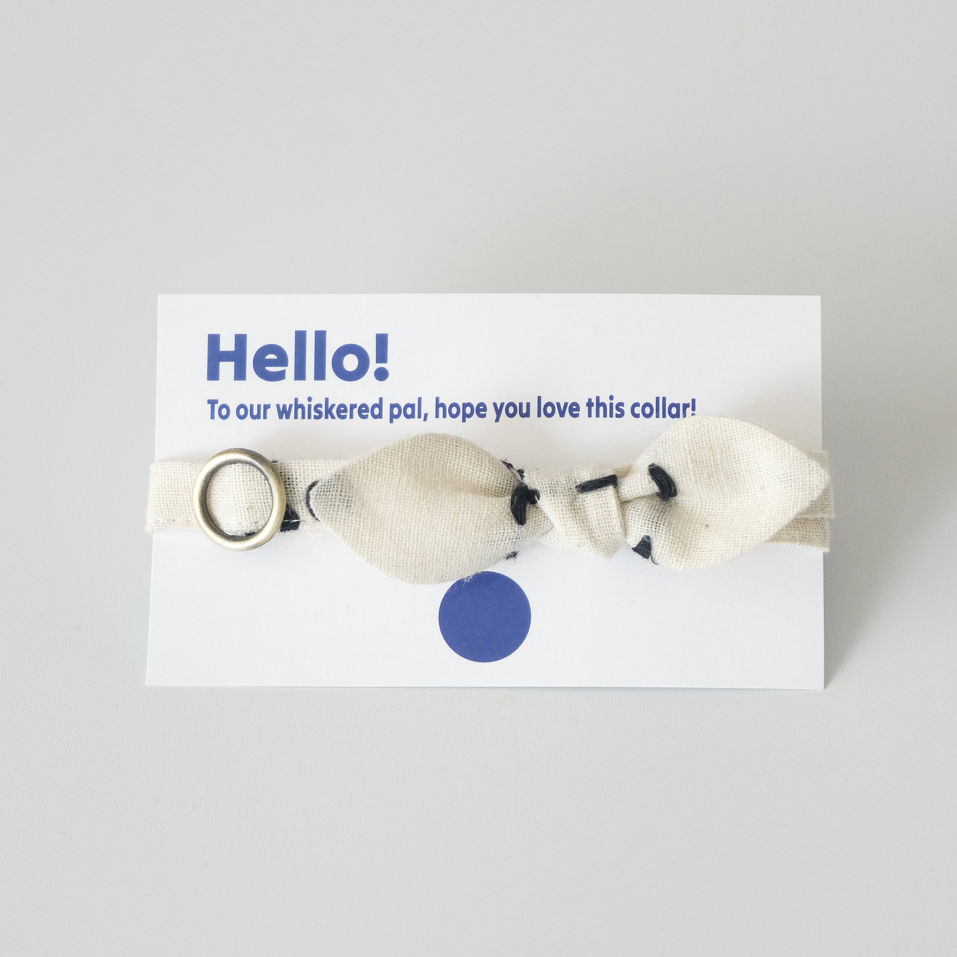 Cat ribbon collar / Handline-Black × Ivory