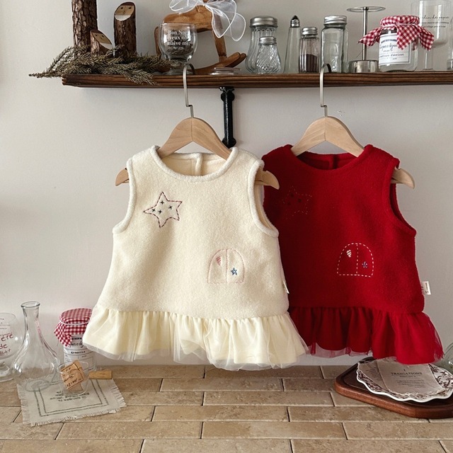 【BABY&KID】星刺繡チュールワンピース