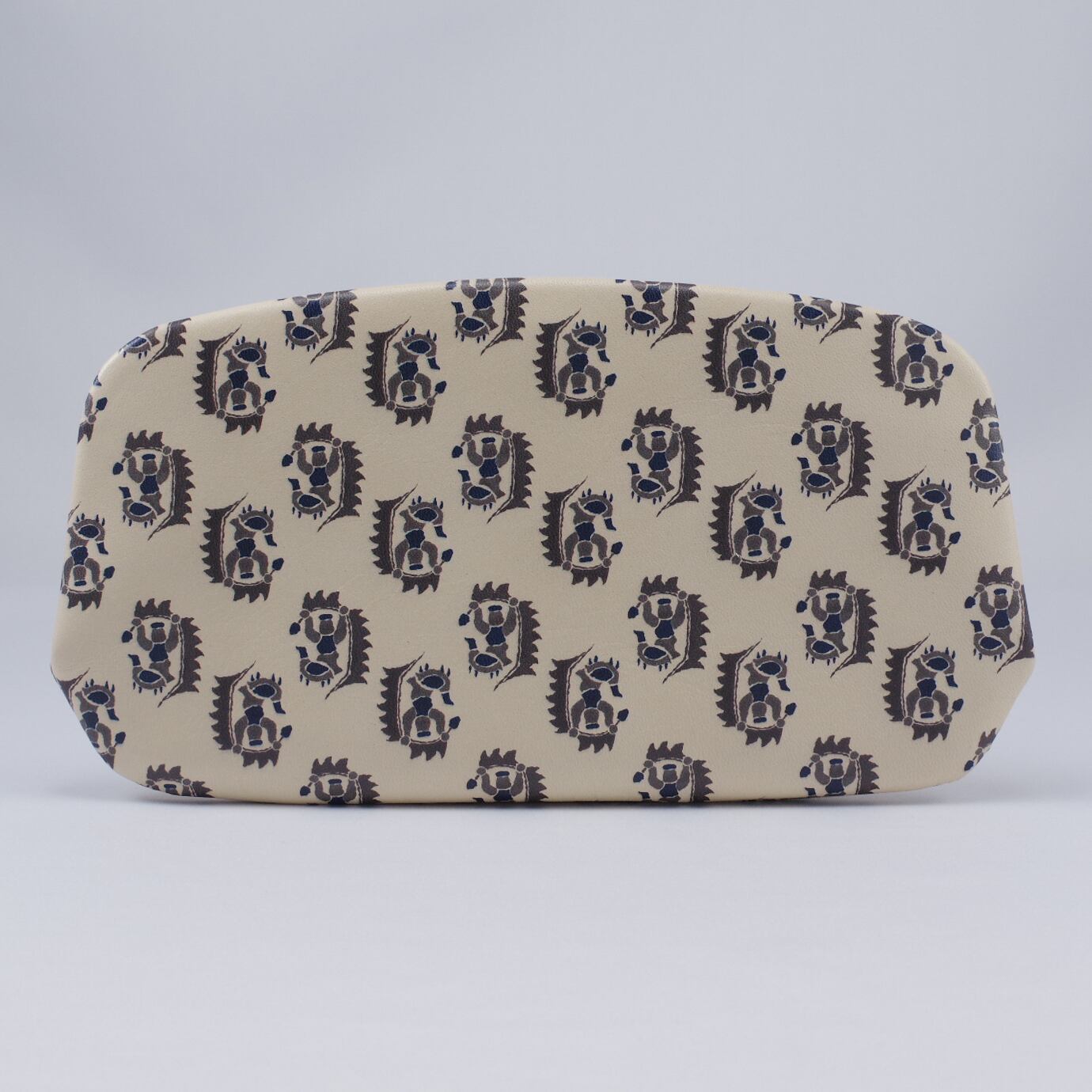 更紗模様-天溝がま口長財布#群青色