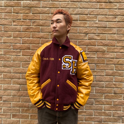 Varsity jacket - Yellow × Bordeaux