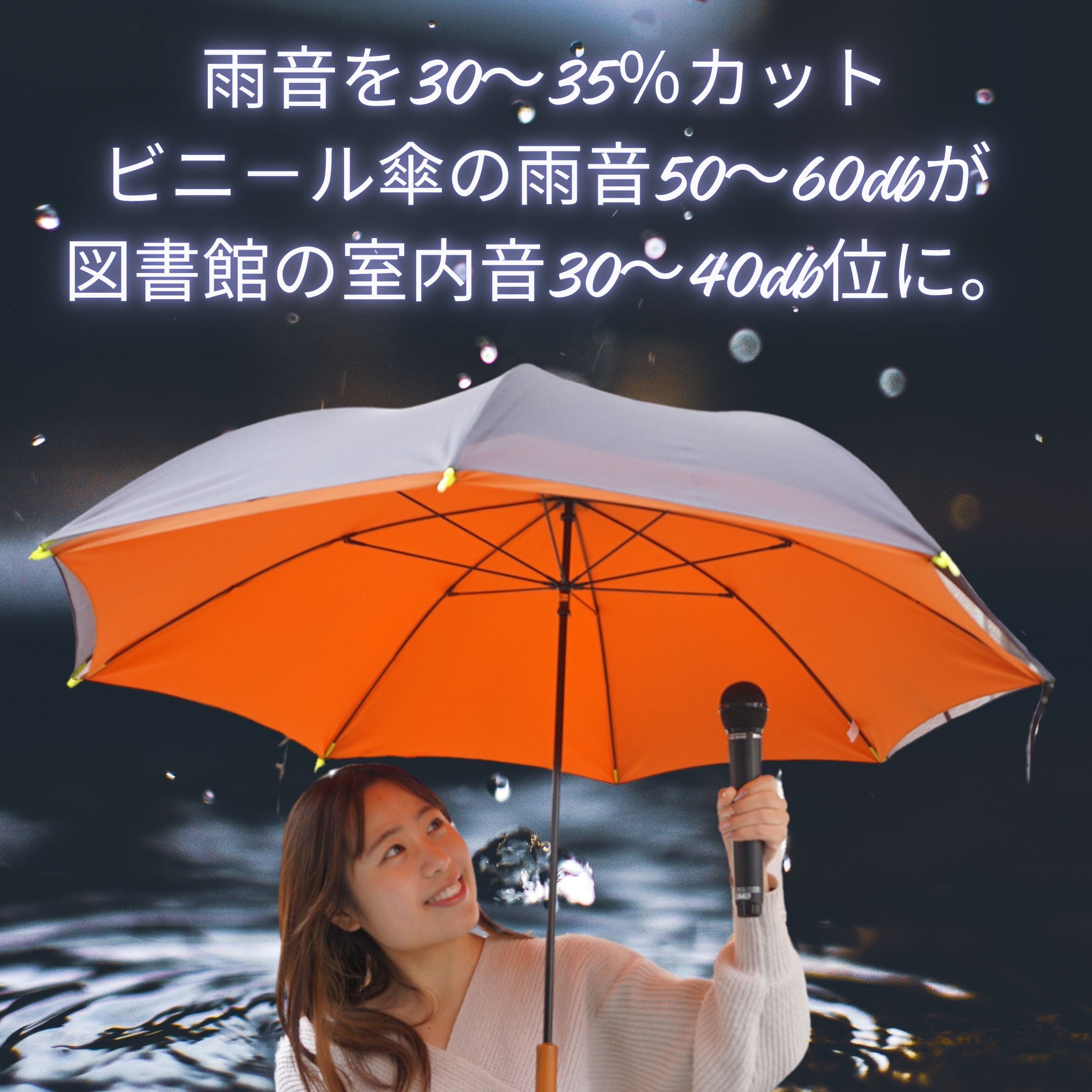 新品未使用 丸安洋傘 サイレントアンブレラ オレンジ 65cmサイレントアンブレラ ストライプ 降雨騒音低減 雨晴兼用 傘