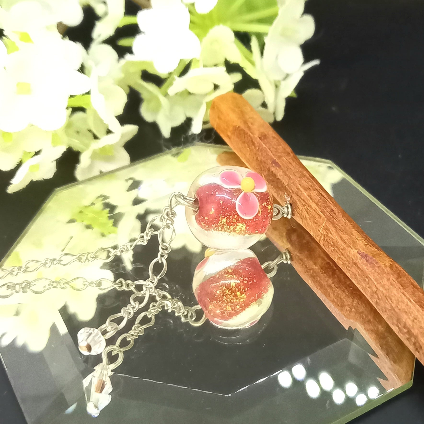 はいからさん♪チックな花柄のとんぼ玉・かんざし①