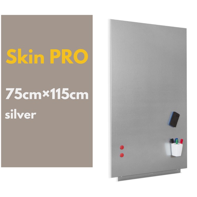 【Skin PRO 75cm×115cm シルバー】壁掛けホワイトボード RD6520PRO-9006　おしゃれ シンプル フレームレス ミニマル