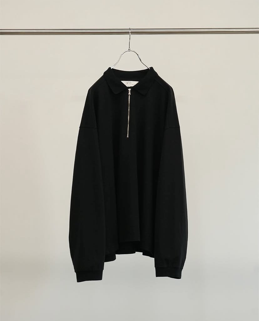 25SS】 ANCELLM HALF ZIP POLO LS SHIRT (BLACK) ANC-CT97 | IAAAM