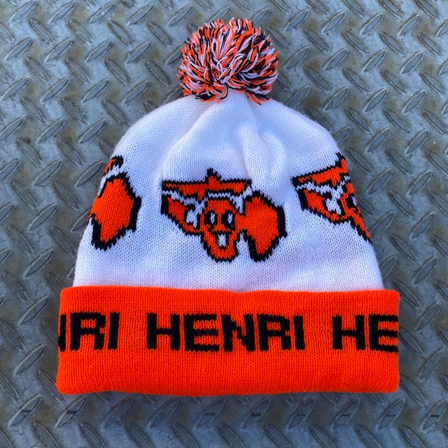 HENRI BEANIE - WHITE / ORANGE