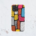 受注生産 iPhoneケース 黒枠ブロックのカラフルポップ柄｜カラーブロック PABS077B
