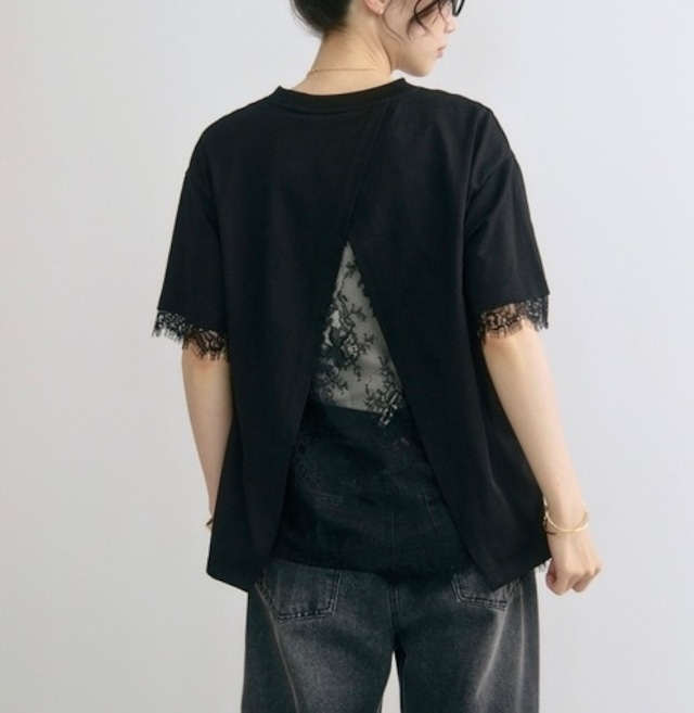 (予約) バックレースコットンTシャツ