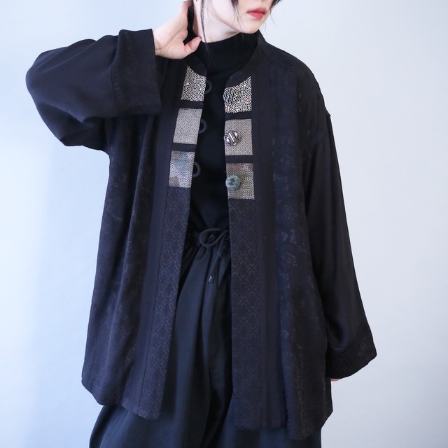 flower and paisley gloss pattern square patchwork design 3b loose silhouette shirt