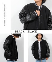◆テックウール 袖PU バーシティージャケット◆sa-60833