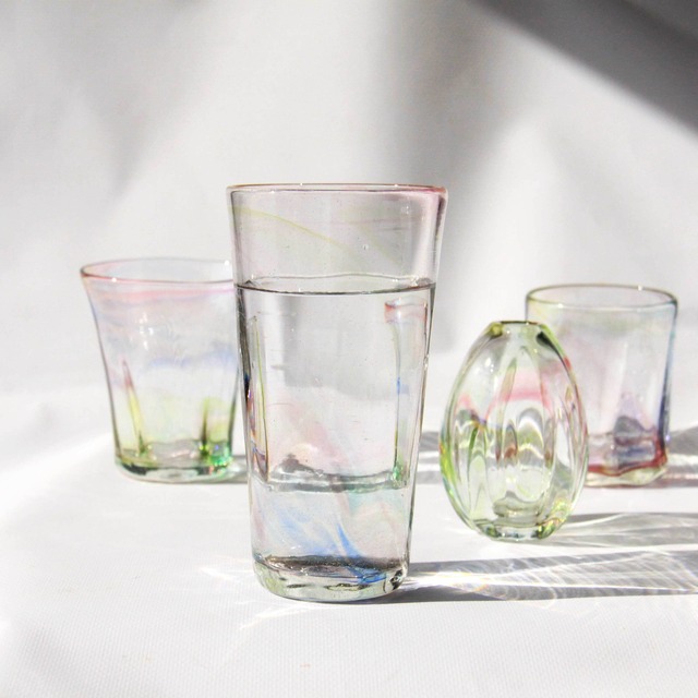 蛍光灯グラス ロンググラス オーロラ　Recycled Glassware