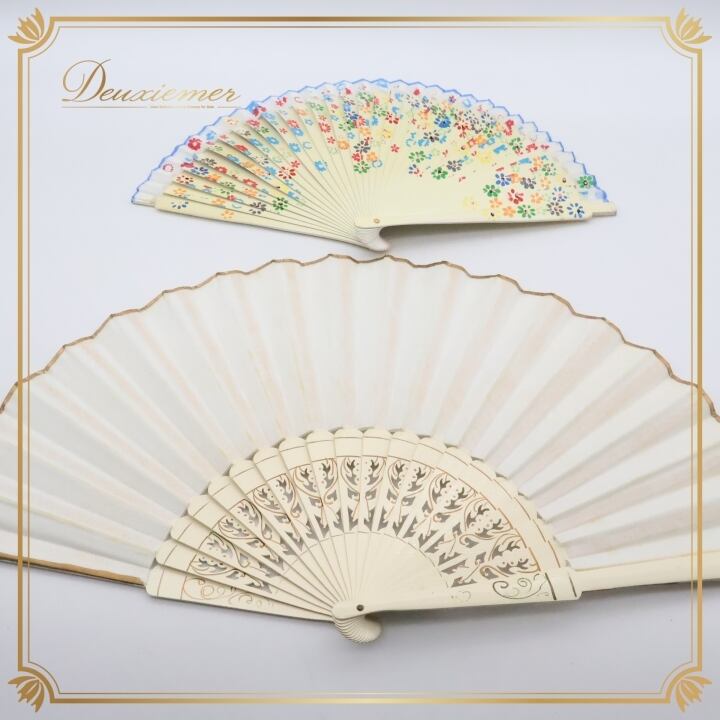 フラメンコ アバニコ 扇子 小物 小道具 2点 セット 32cm 23cm ホワイト