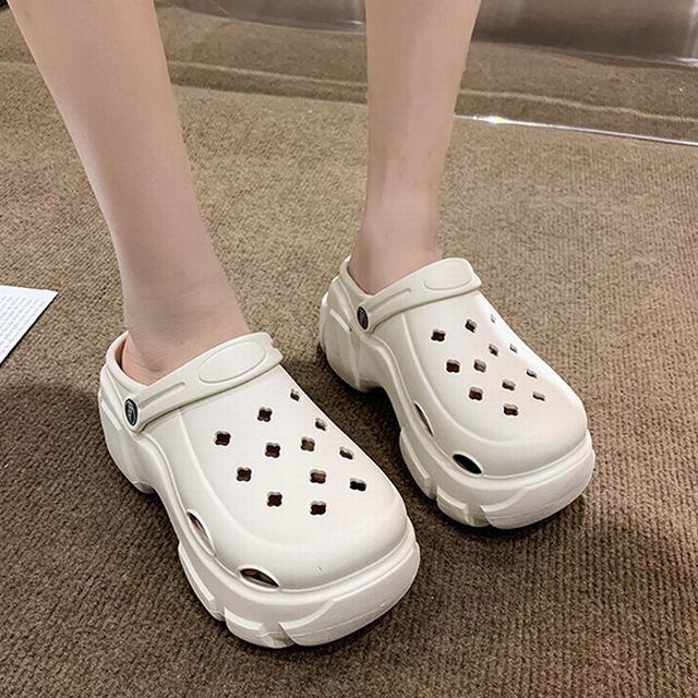♠【NEW】クロス ネットアッパー サンダル 2色 2カラー 厚底 サンダル スリッパ 23.5～25.5cm 2way クロックス