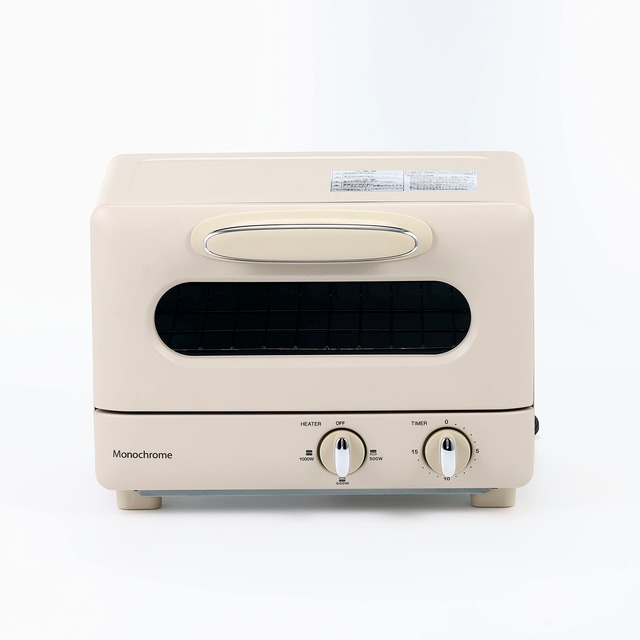 【新着商品】モノクローム(Monochrome) 【限定】コイズミ オーブントースター 1000W ヒーター3段階切替 15分タイマー パンくずトレー付き レトロ ホワイト MOS-1028/W