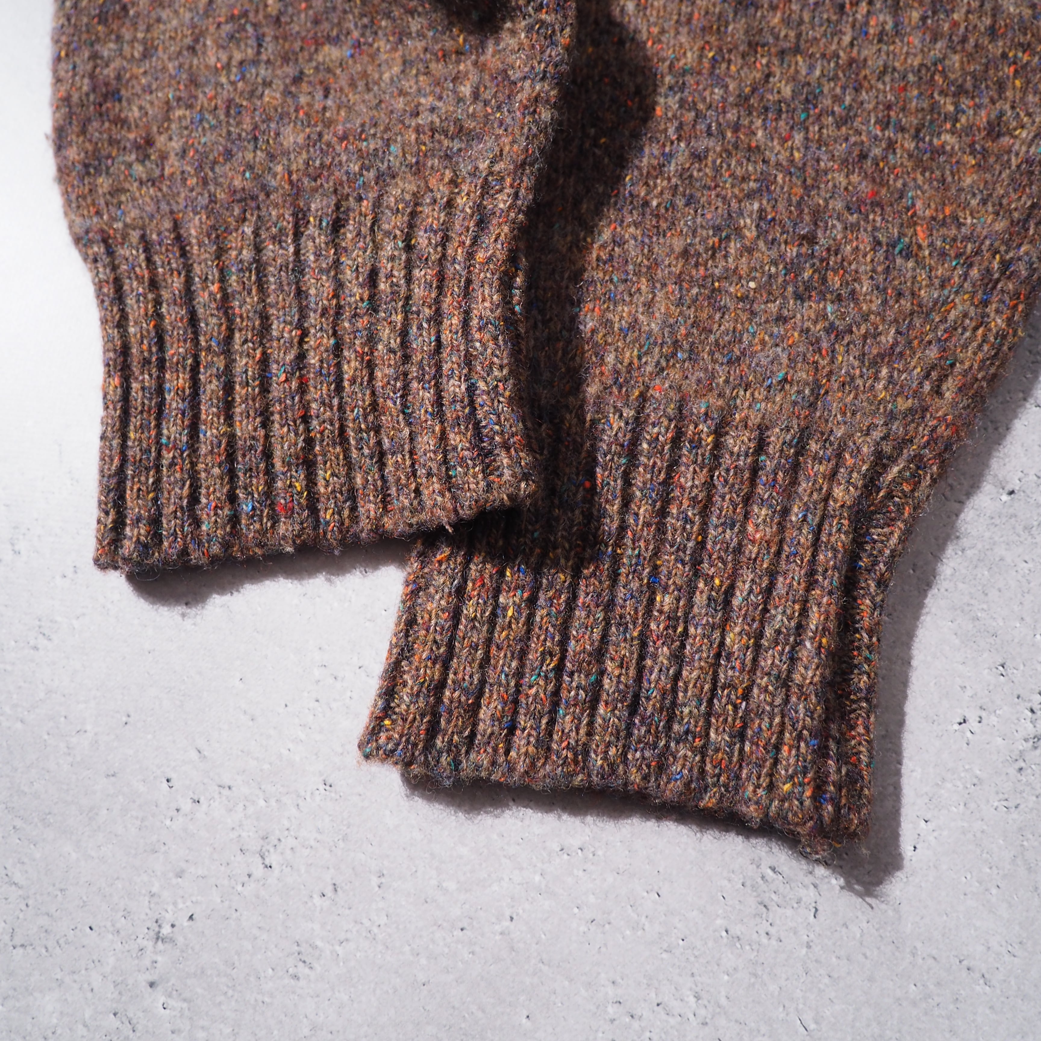 1990s Colorful argyle check × Nep vintage loose knit cardigan ( made in Ireland )