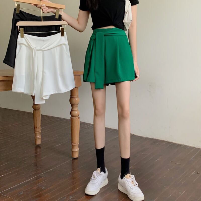 パンツ サマー薄手ルーズハイウェストウェストワイドレッグAラインショーツ 夏物 ブルマー ワイドパンツ YY-ファッション17043574728