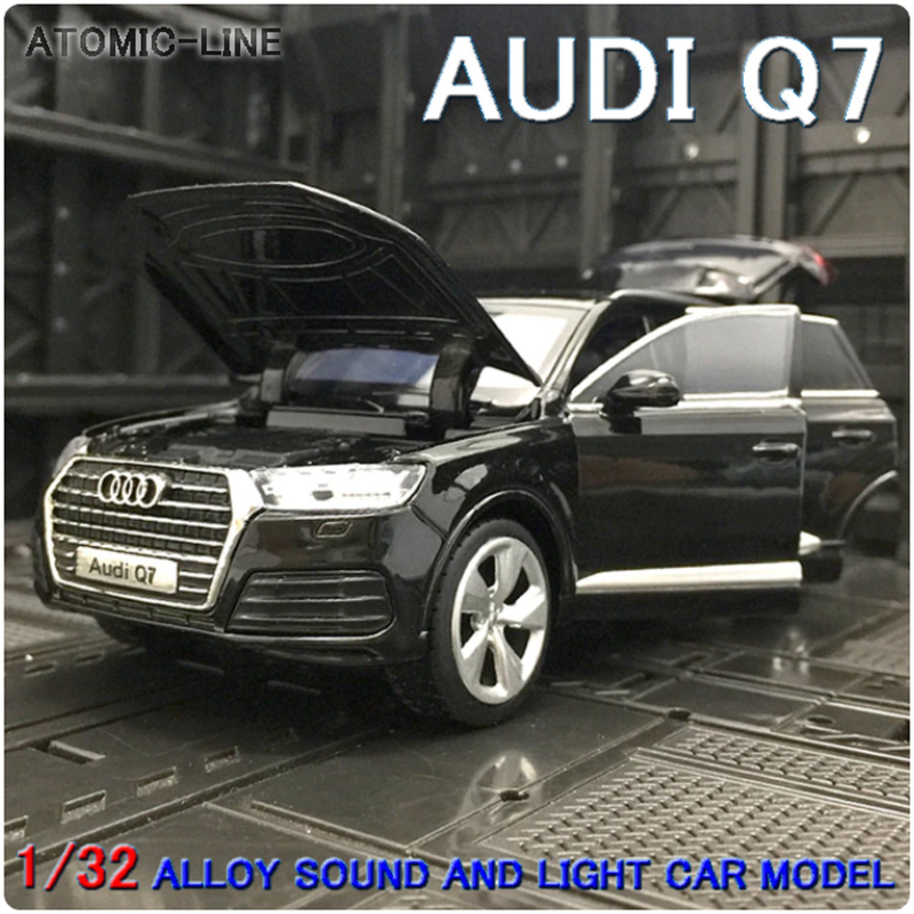 AUDI アウディ Q7 1/32 ミニカー 全3色 ライト点灯 エンジンサウンド 合金モデル 模型 ジオラマ