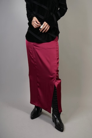 SIDE SLIT SATIN MAXI SKIRT (PINK) 2106-264-HK56