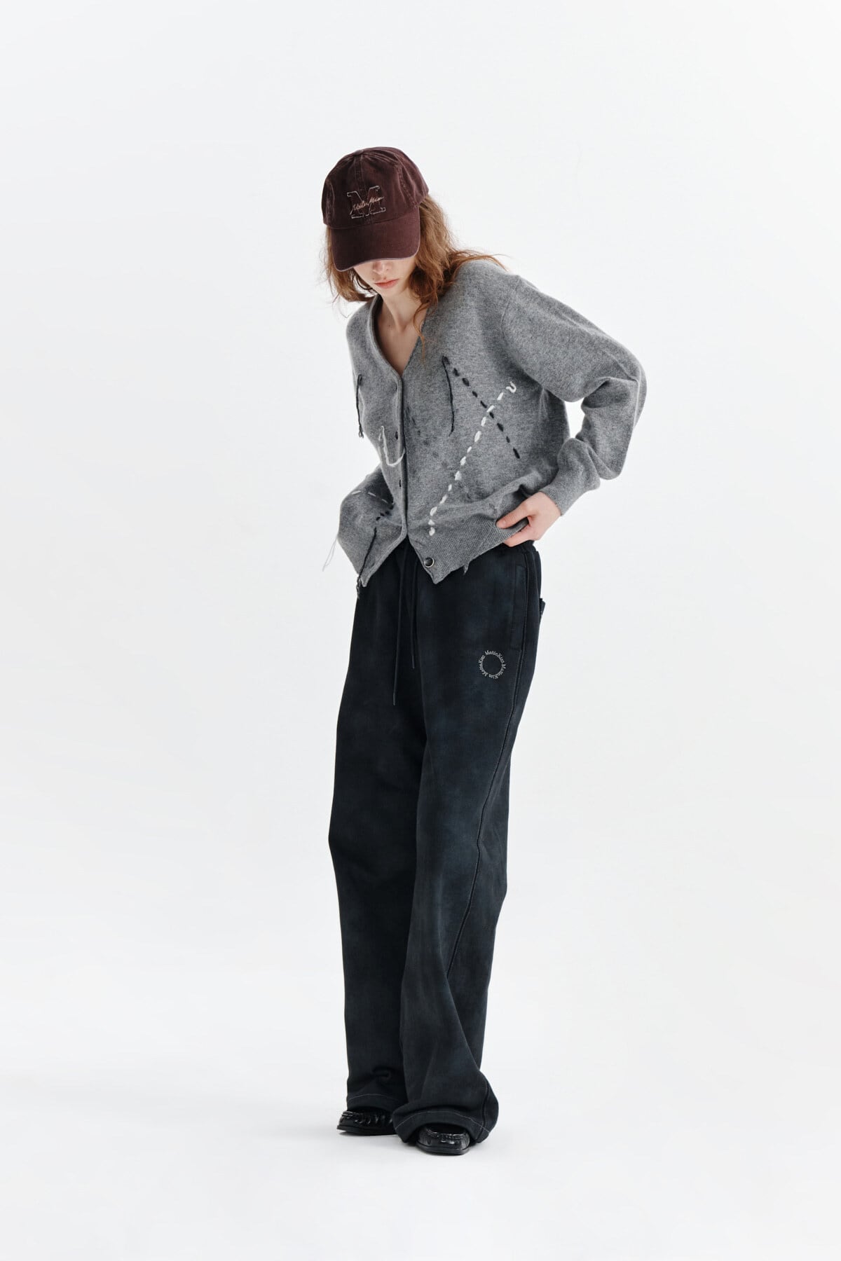 Matin Kim] ARGYLE STITCH CARDIGAN IN GREY 正規品 韓国