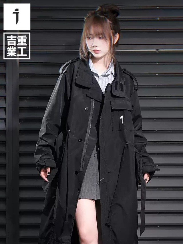 JIYEIND 24AW シングルブレストスタンドカラートレンチコート