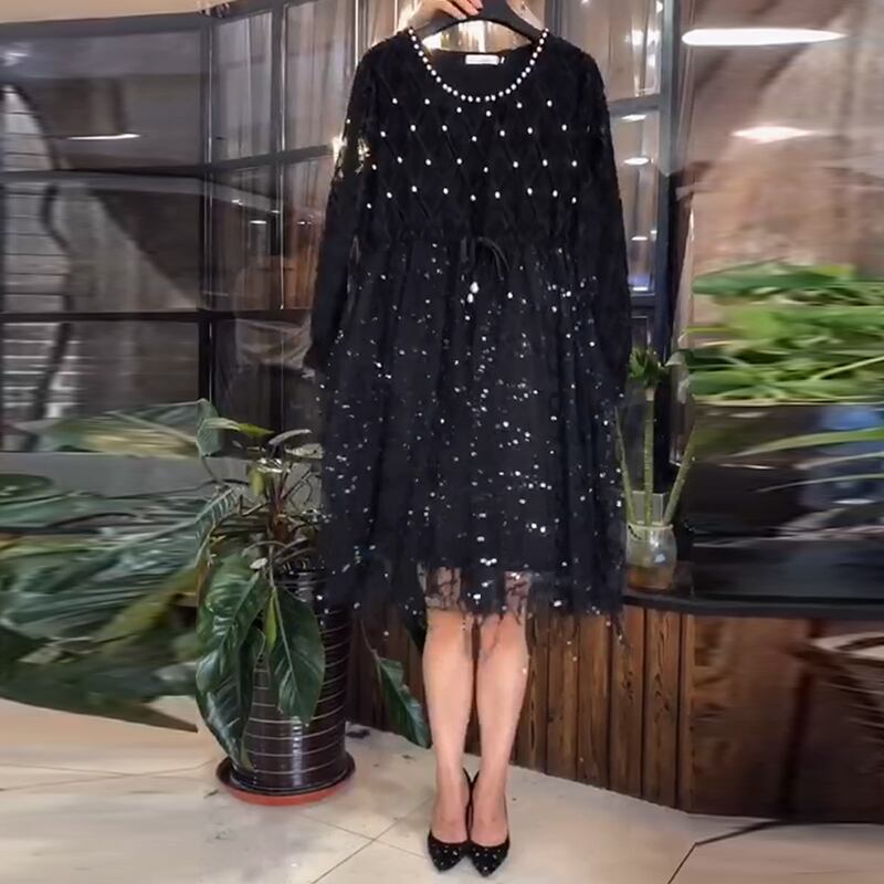 2020年秋新しいプラスサイズの女性の太った姉妹mmウエスタンスタイルのウエストカバーの薄いミドル丈のドレス ミックスインファッション25329947342