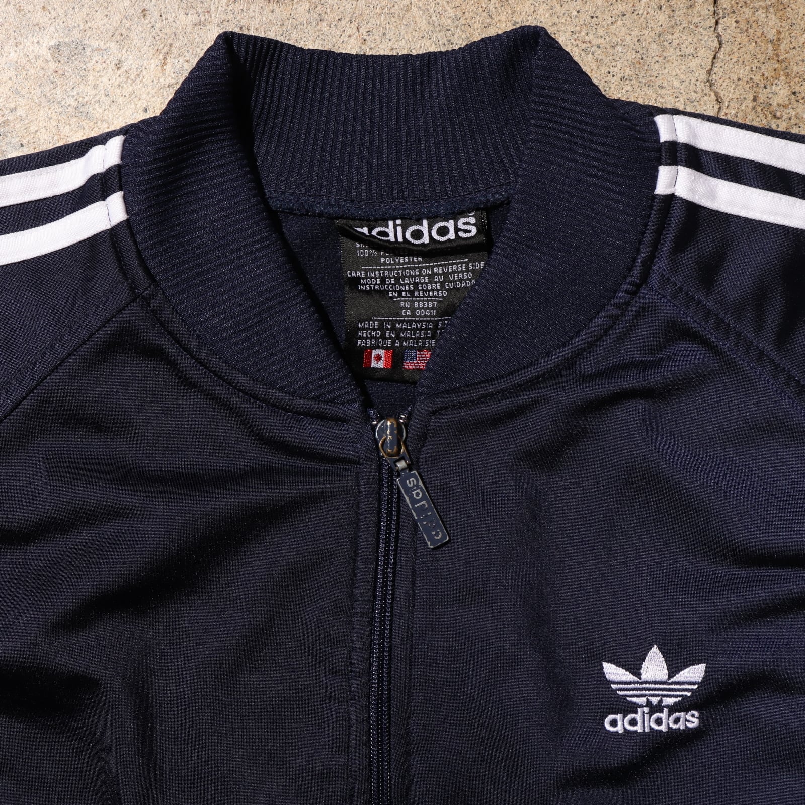 美品 M 90s adidas トラックジャケット アディダス ネイビー 紺色 