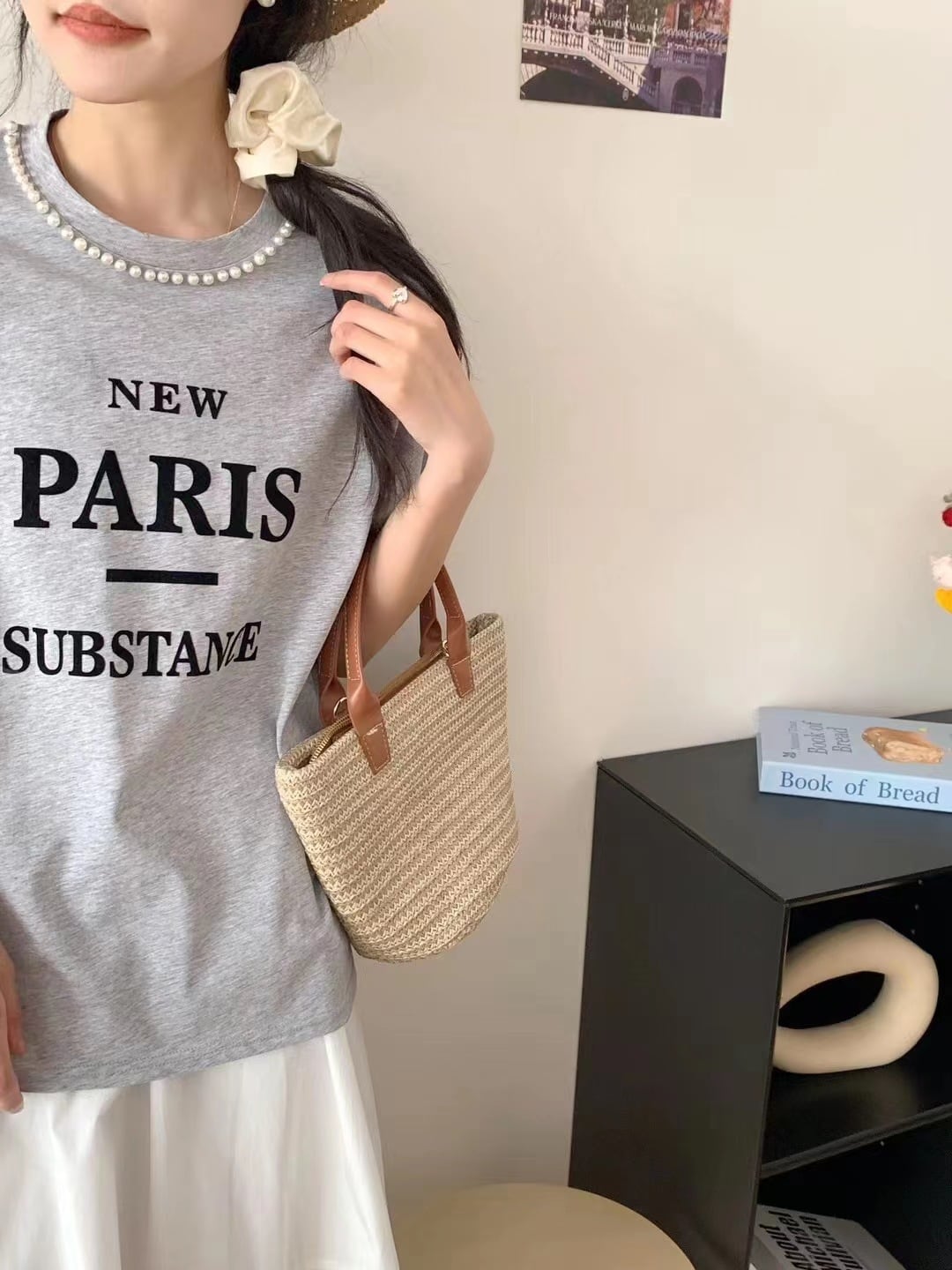 tops】パール付きロゴTシャツ N2438 | nanastyle