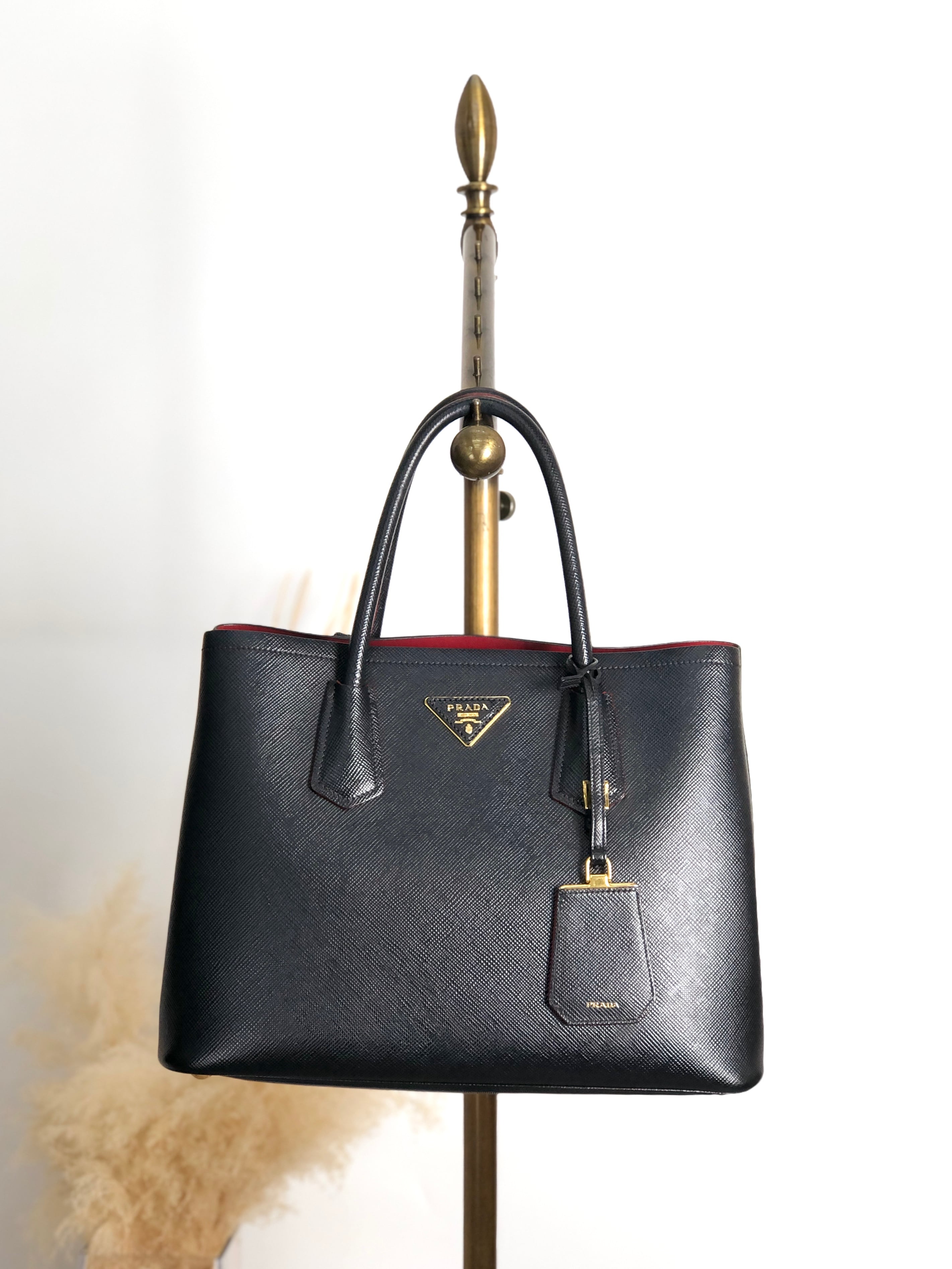 PRADA プラダ ハンドバッグ ブラック トライアングルロゴ レザー vintage ヴィンテージ オールド n54bxv