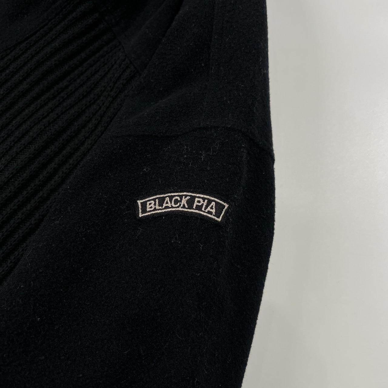 BLACK PIA ブラックピア ウールニット切替 ジップアップ ジャケット コート サイズ L /メンズ/ブラック/ライカ/日本製