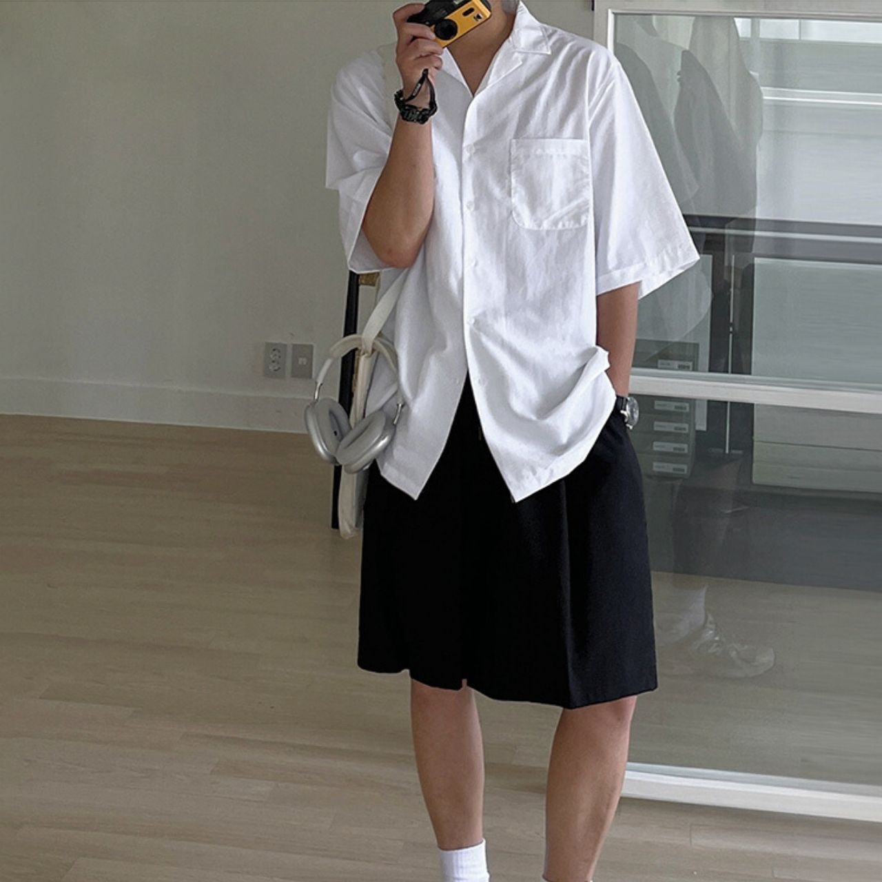 ルーズ開襟シンプル半袖シャツ　MT0080435