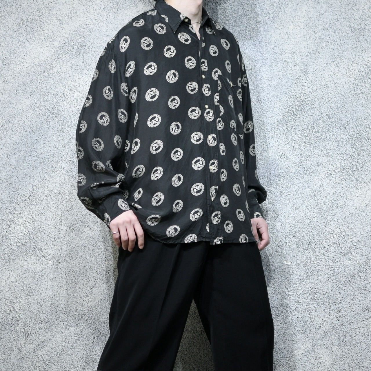 Pegasus pattern silk shirt