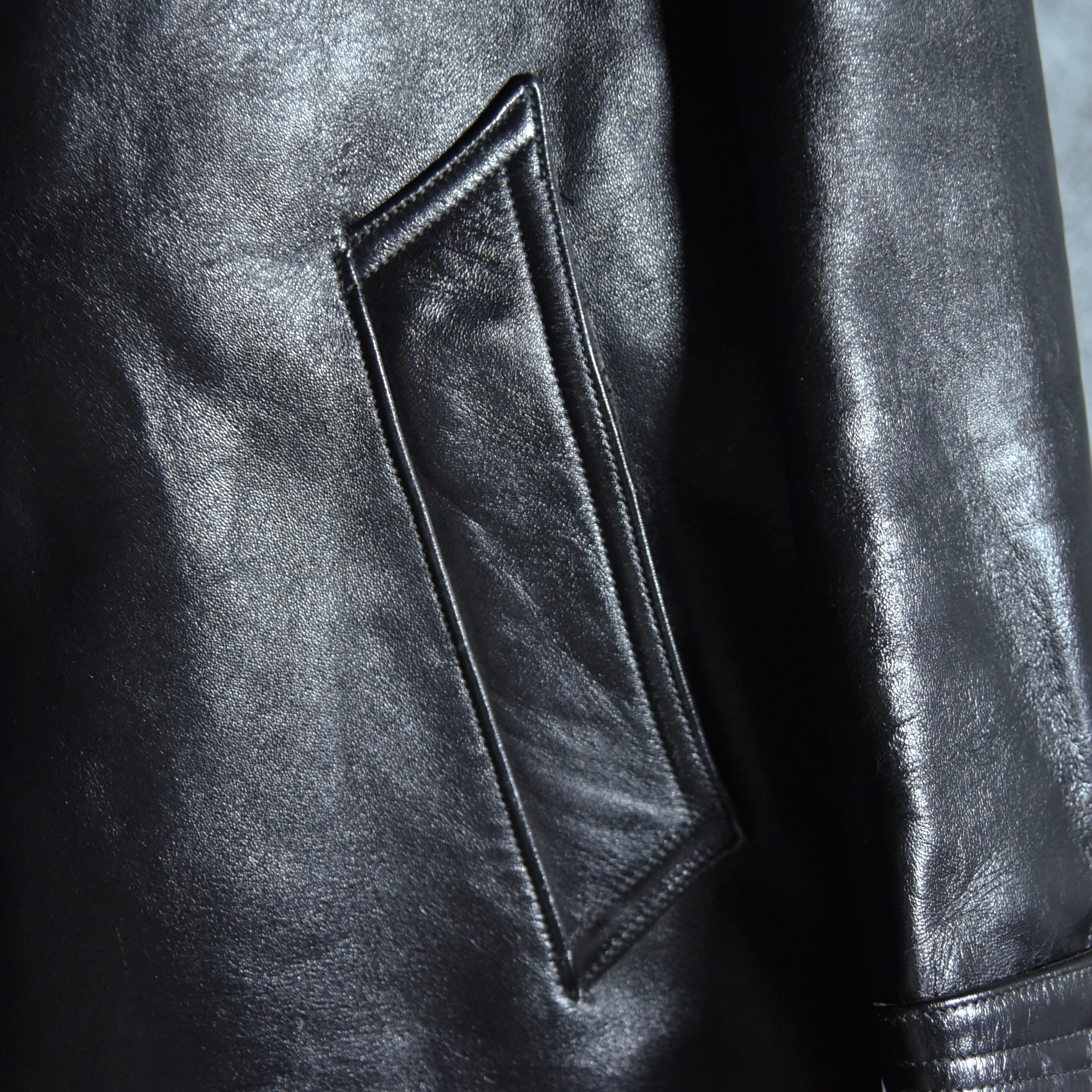 60-70s Le Corbusier Leather Double Breasted Wool Collar Jacket ル
