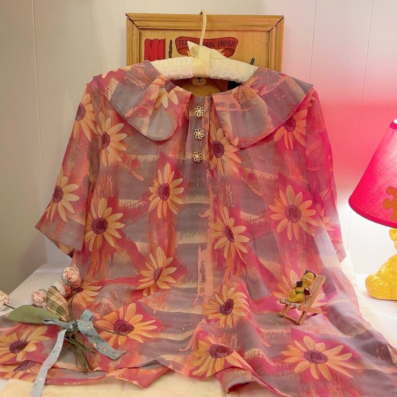 sunflower sheer blouse