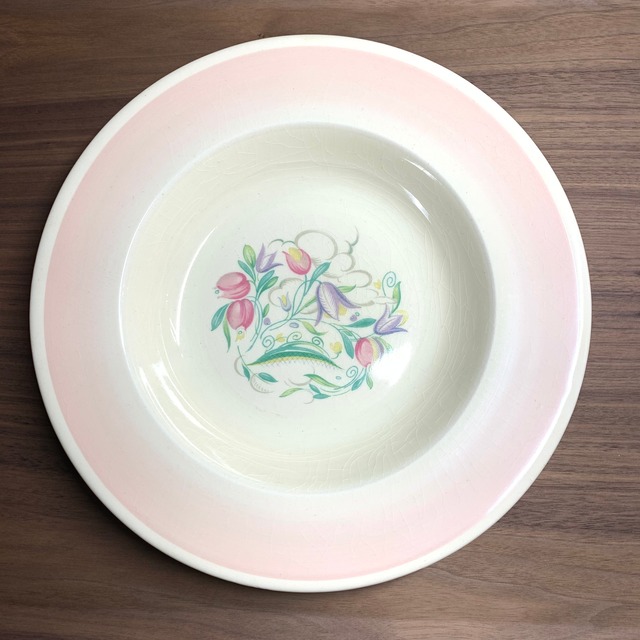 スージークーパー ドレスデンスプレイ 深皿25.2cm(ピンク) 難あり イギリス製 ヴィンテージ susie cooper D