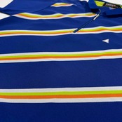 le coq sportif GOLF ルコック スポルティフ ゴルフ 斜めストライプ柄 ハーフジップ 半袖 ドライ ポロシャツ サイズ L /ブルー/メンズ