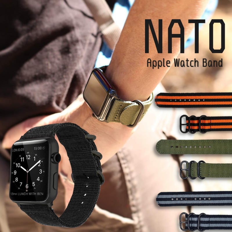 apple watch アップルウォッチ NATO軍 ミリタリー バンド ベルト ナイロン 38 40 41 42 44 45 メンズ 7 6 5 4  3 SE | YGG STORE BASE店